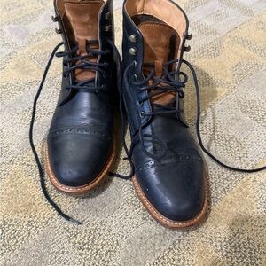 Warfield & Grand Navy and Brown Leather Boots